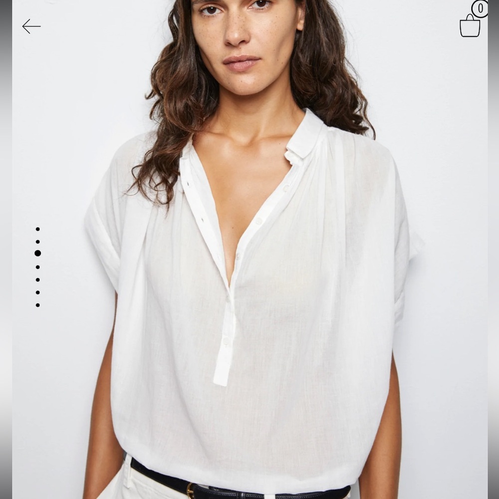 NILI LOTAN Normandy Shirt Tunic Top in Cream Size Small